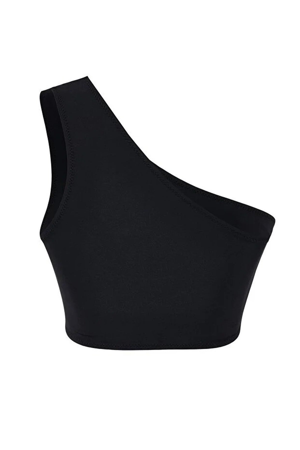 Mesh Detail One Shoulder Covered Bikini Top