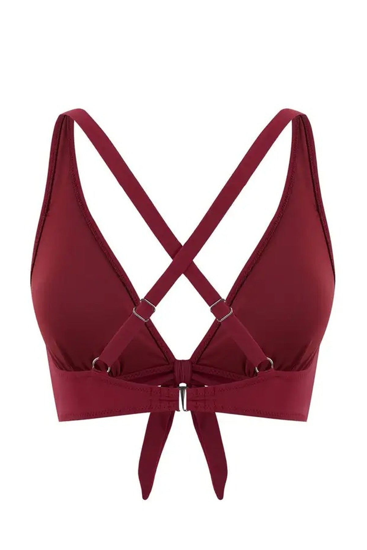 Triangle Covered Bow Back Detail Bikini Top