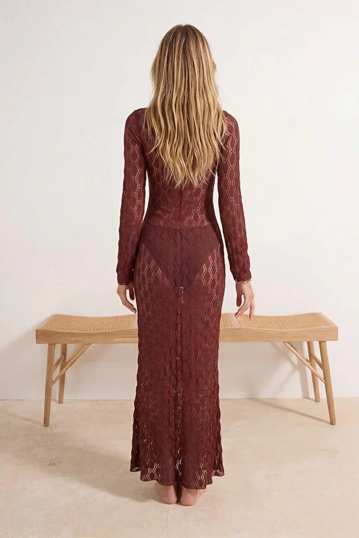 Knitted Maxi Beach Dress with Accessory Details