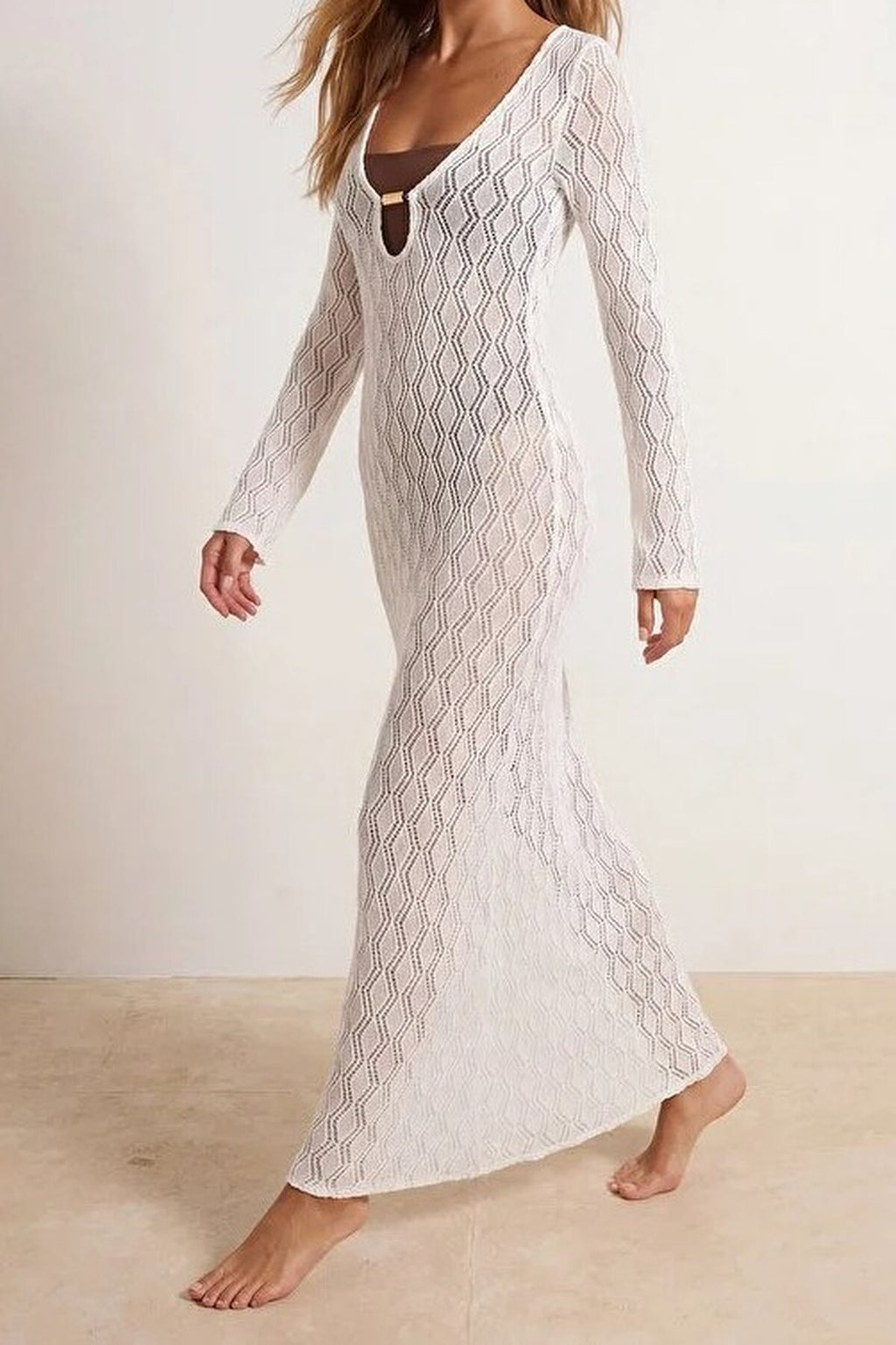 Knitted Maxi Beach Dress with Accessory Details