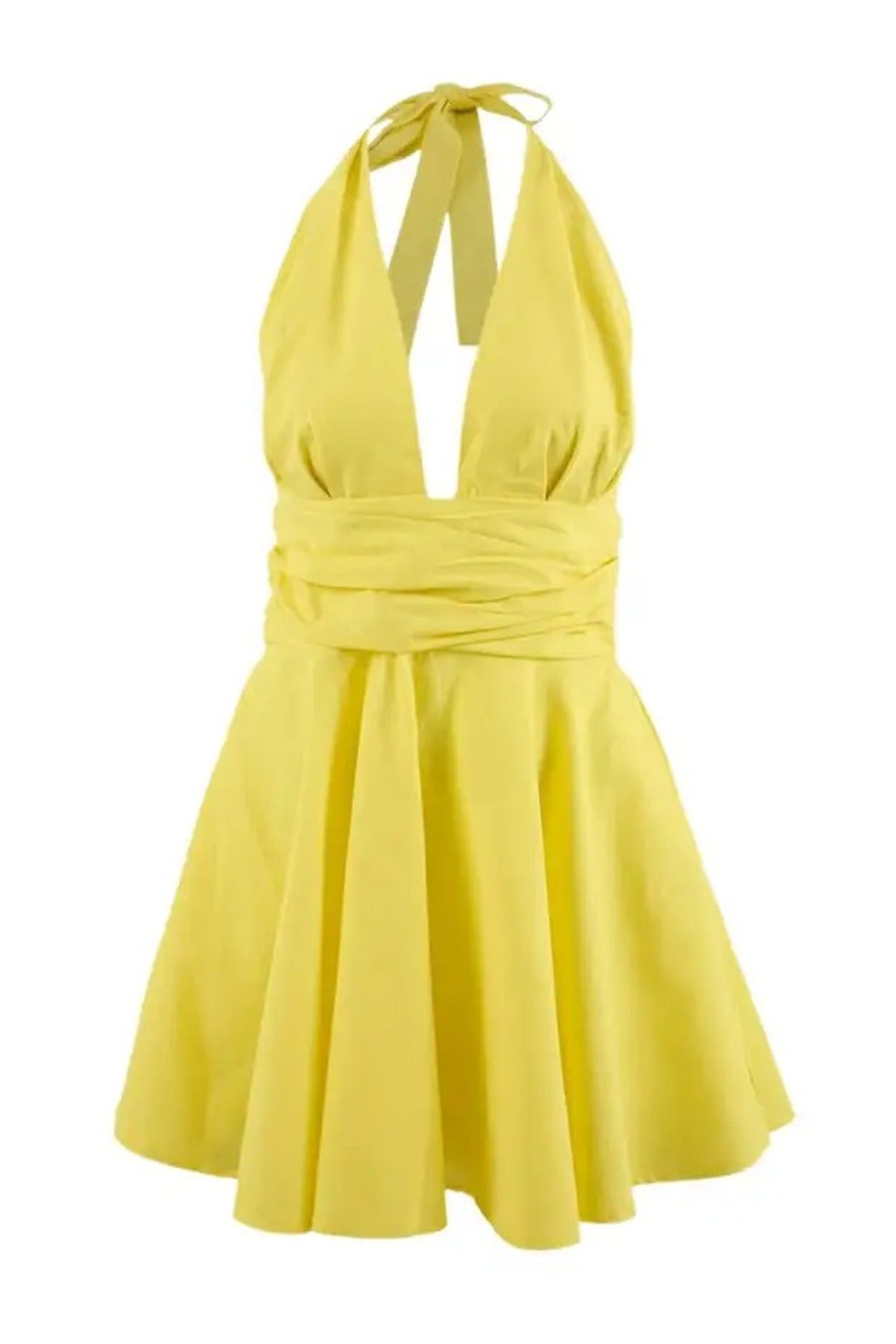 Woven V-Neck Super Mini Gathered Detail 100% Cotton Beach Dress