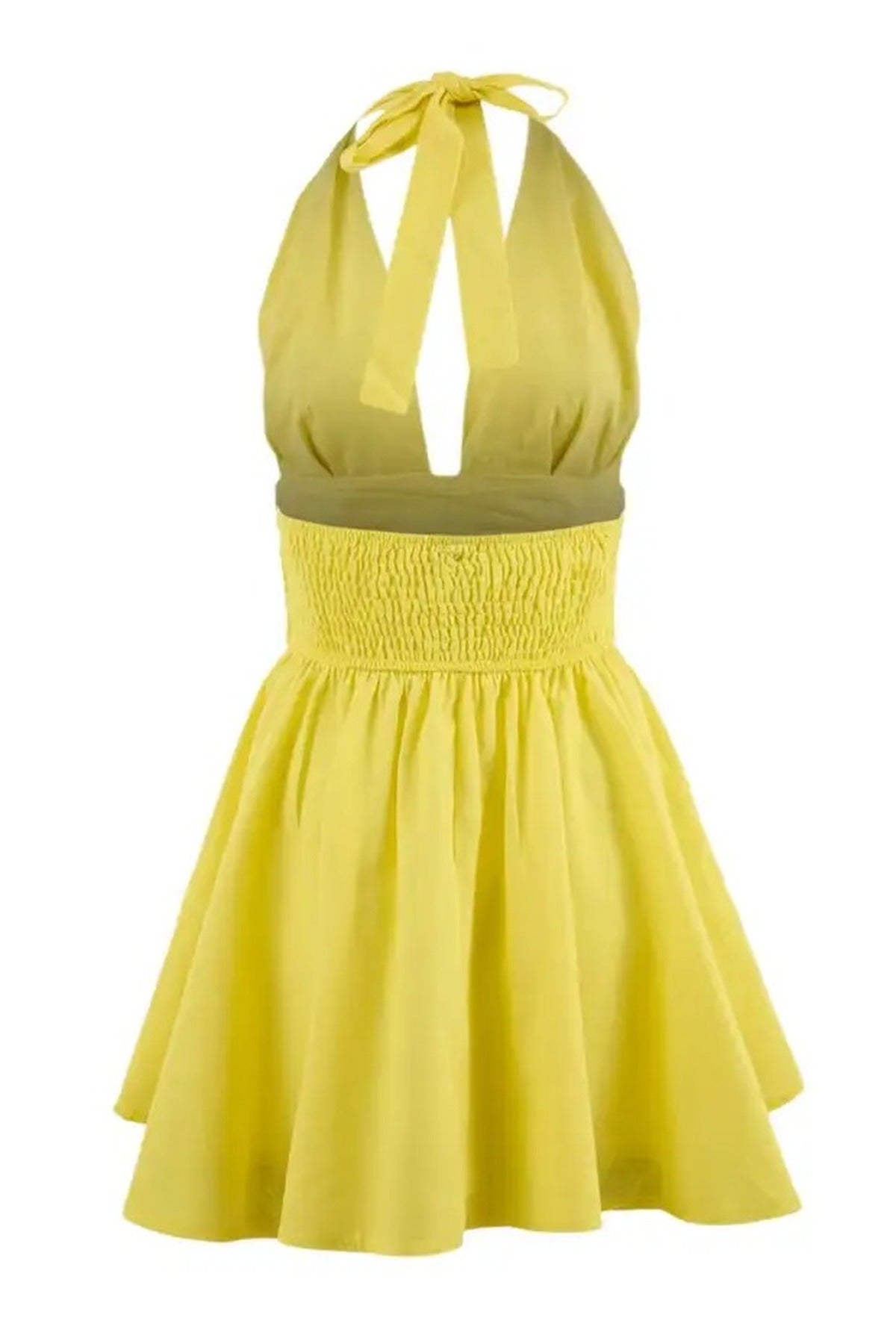 Woven V-Neck Super Mini Gathered Detail 100% Cotton Beach Dress