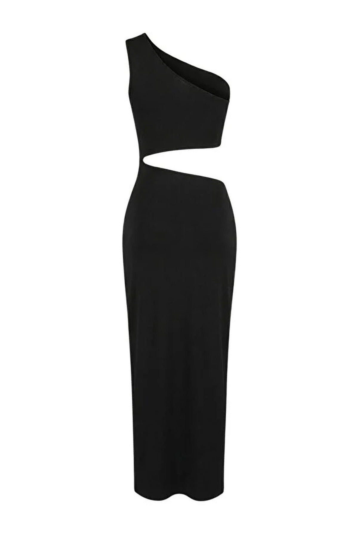 Knitted Maxi Draped One-Shoulder Beach Dress with Accessories