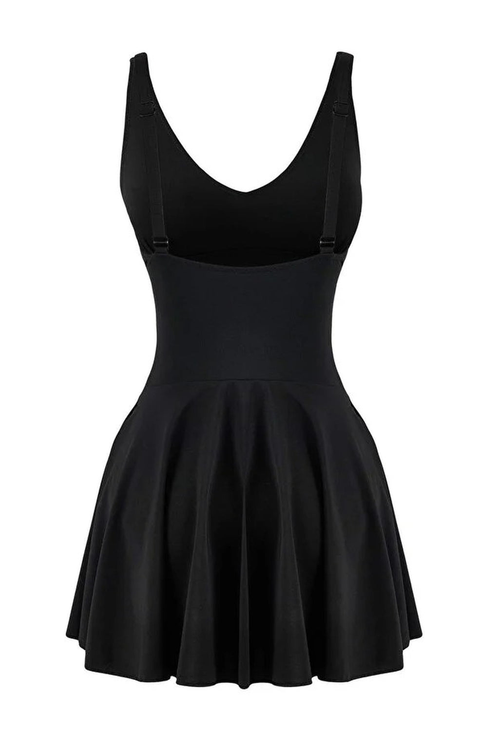 Draped V-Neck Covered Basic Skirt Swimsuit
