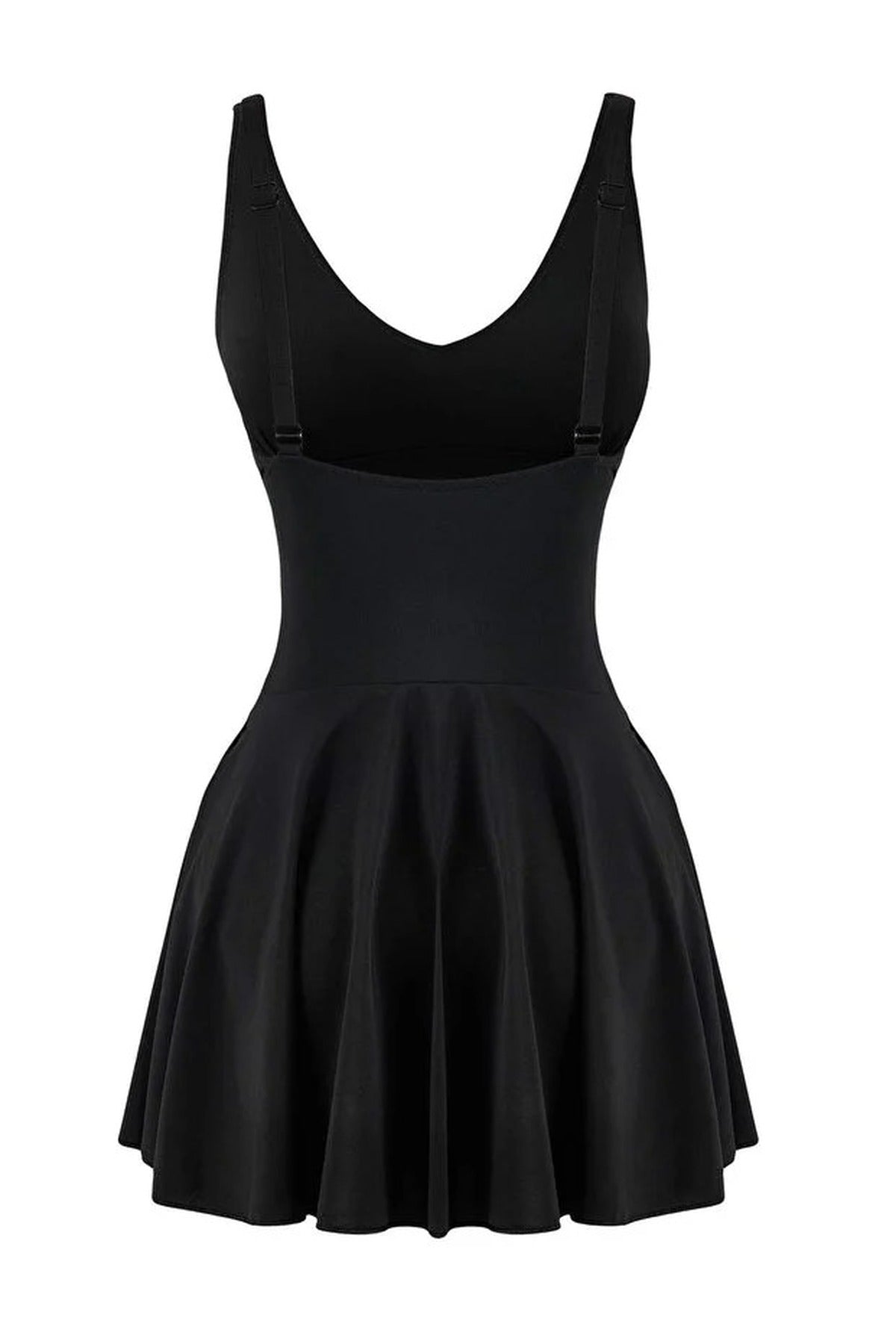 Draped V-Neck Covered Basic Skirt Swimsuit