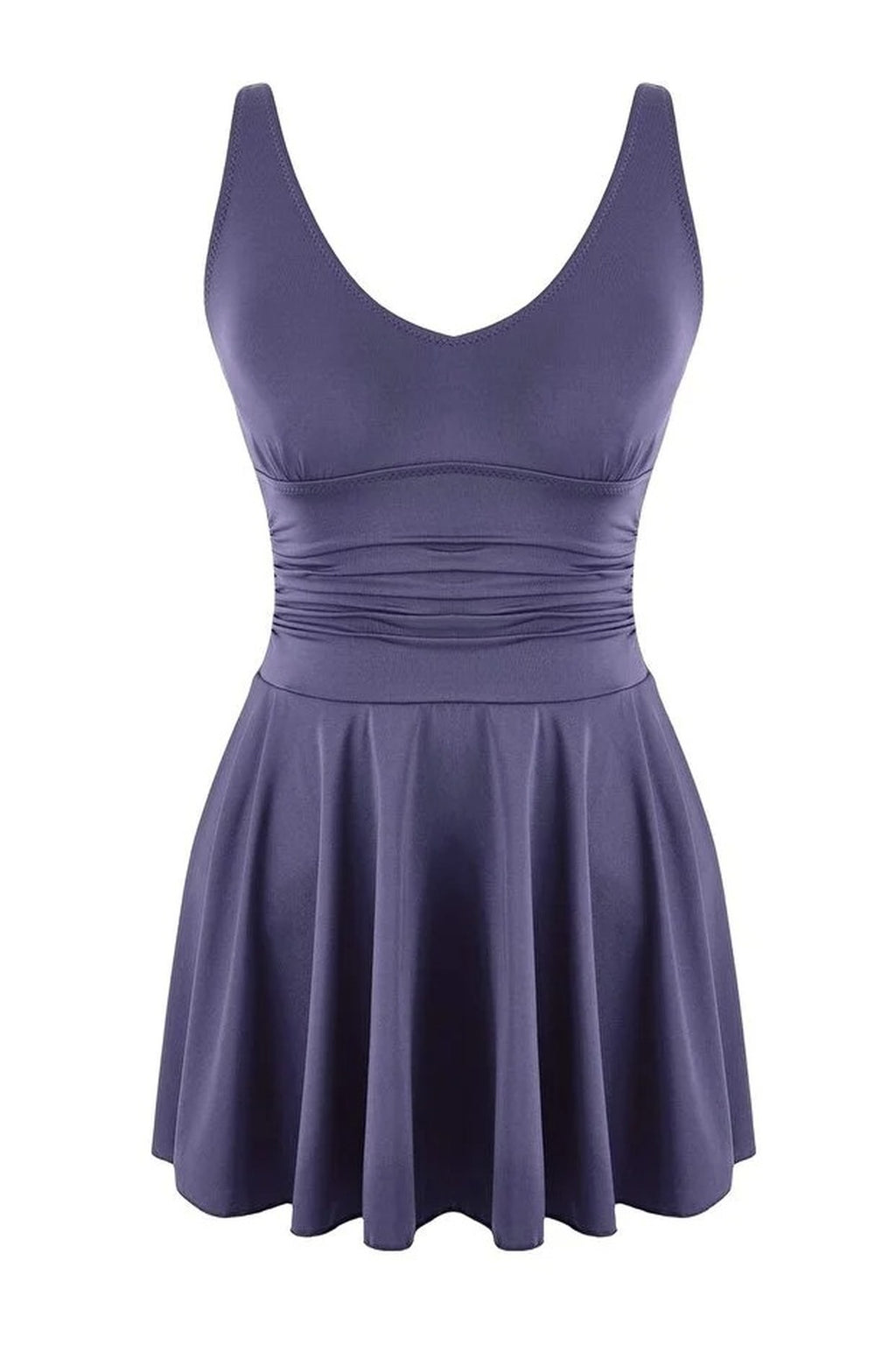 Draped V-Neck Covered Basic Skirt Swimsuit