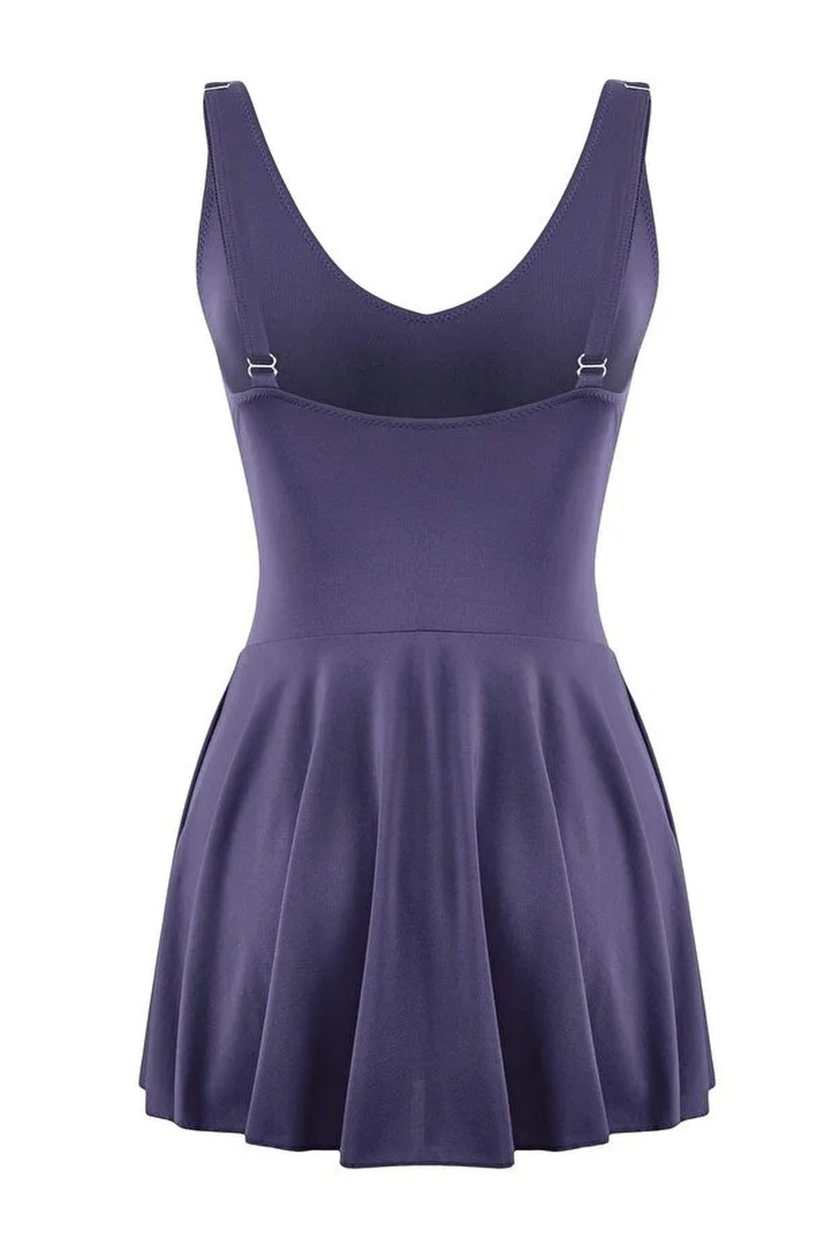 Draped V-Neck Covered Basic Skirt Swimsuit