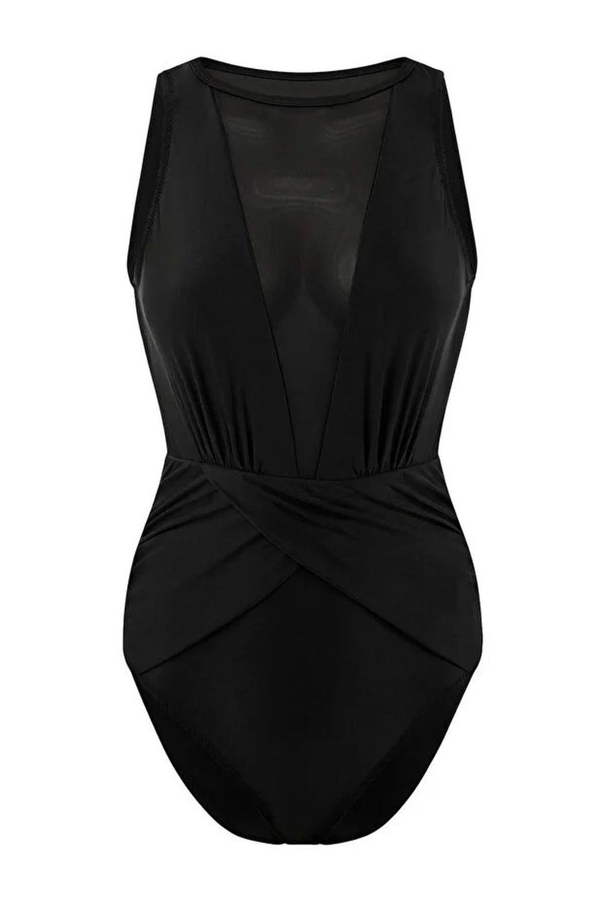 Halter Neck Regular Swimsuit with Mesh Details