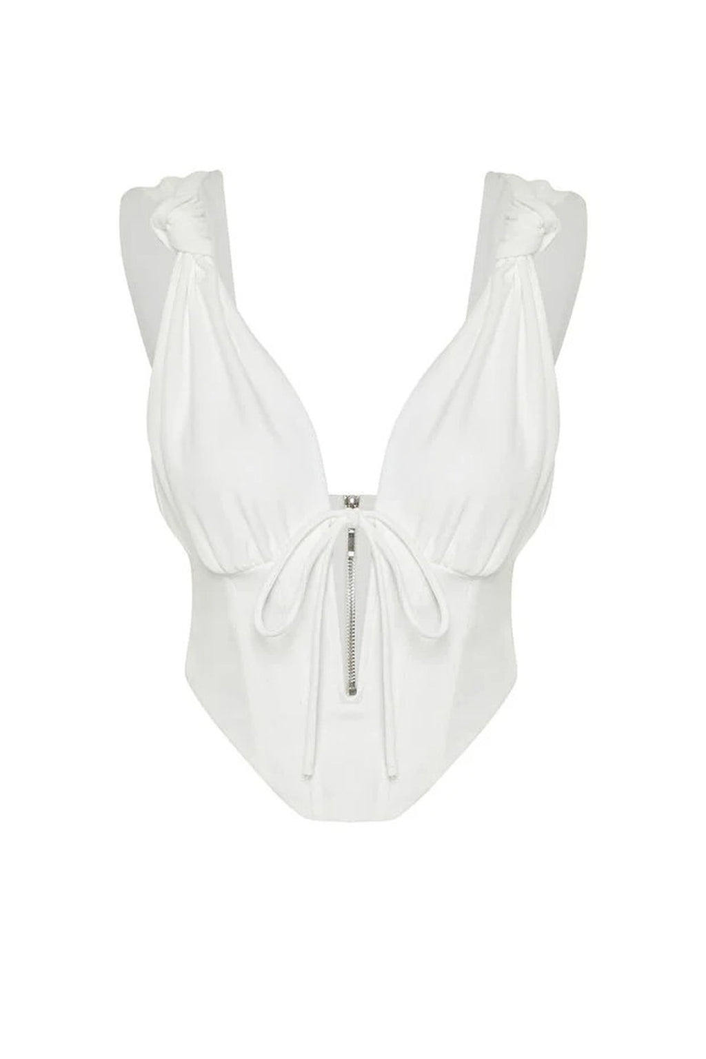 Knitted Tie-Detail Underwired Bustier