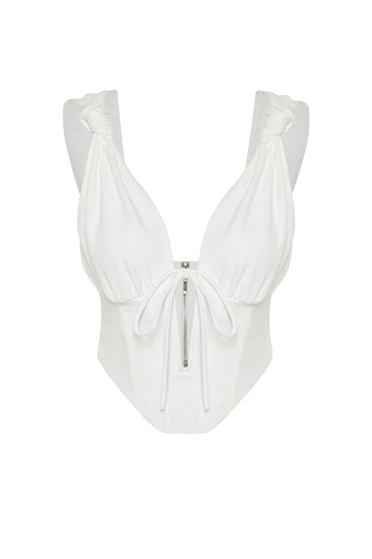 Knitted Tie-Detail Underwired Bustier