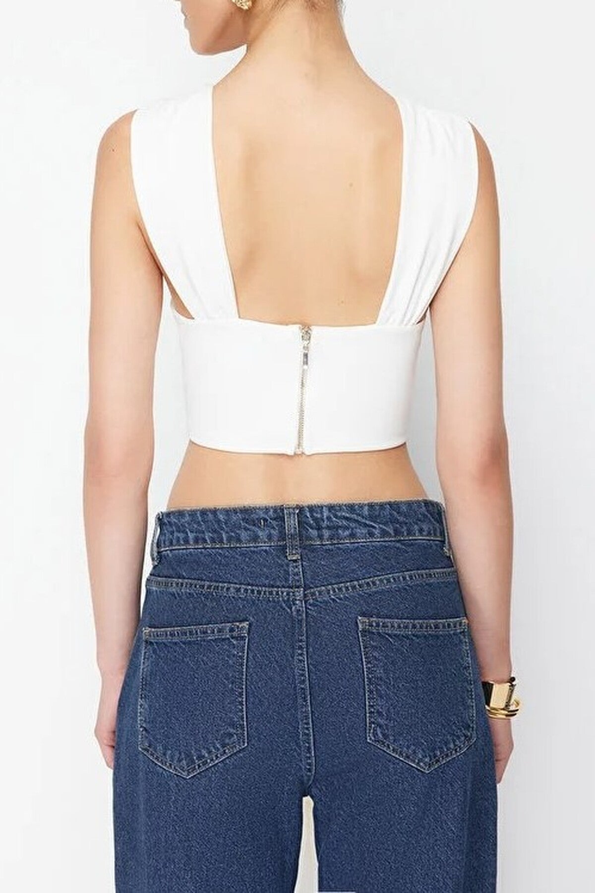 Knitted Tie-Detail Underwired Bustier