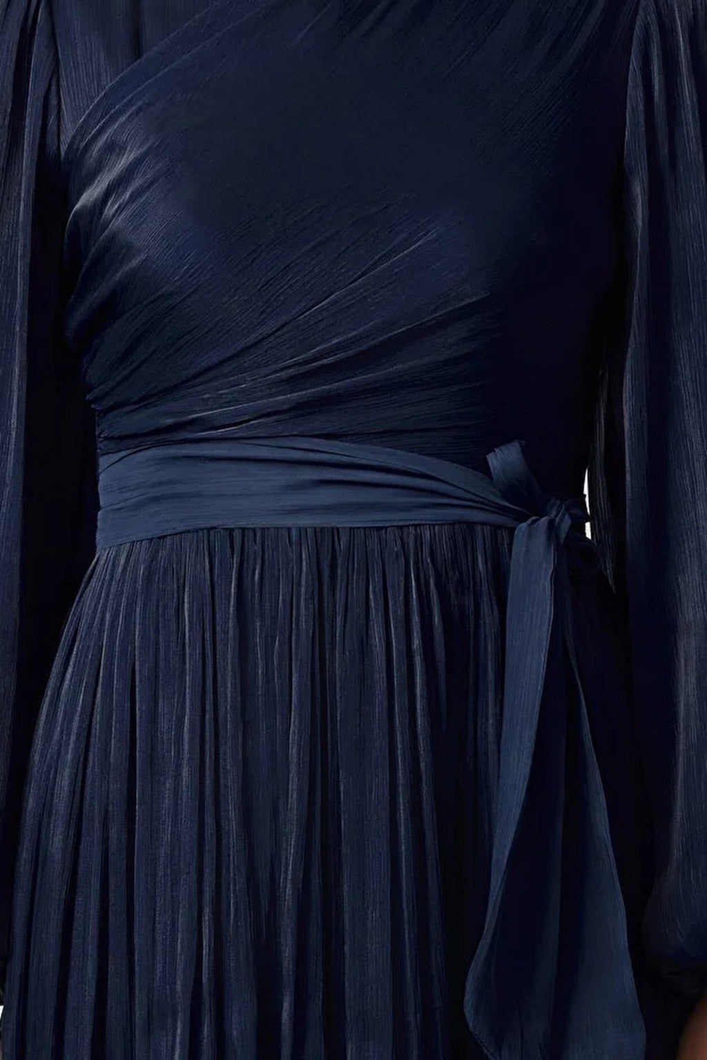Belted Glittery Lined Chiffon Dress