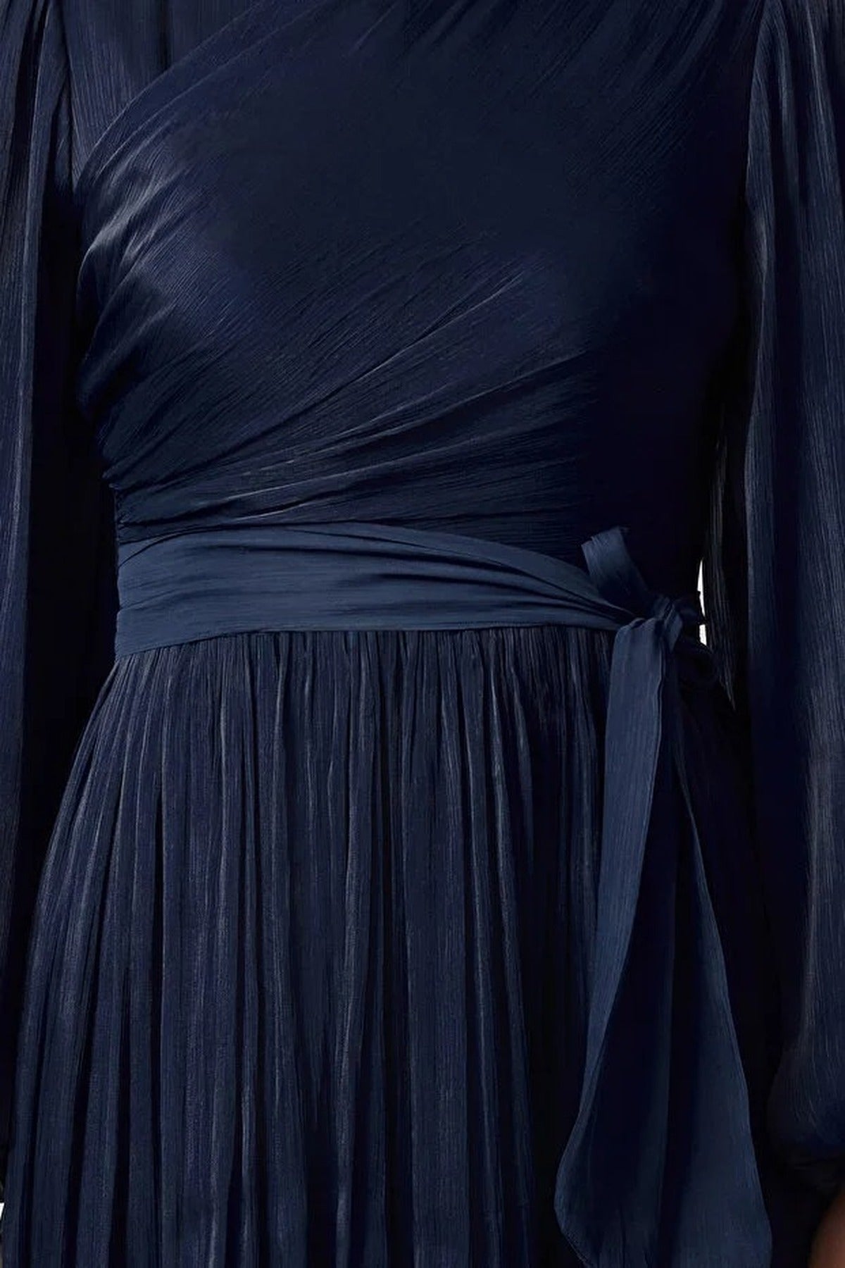 Belted Glittery Lined Chiffon Dress