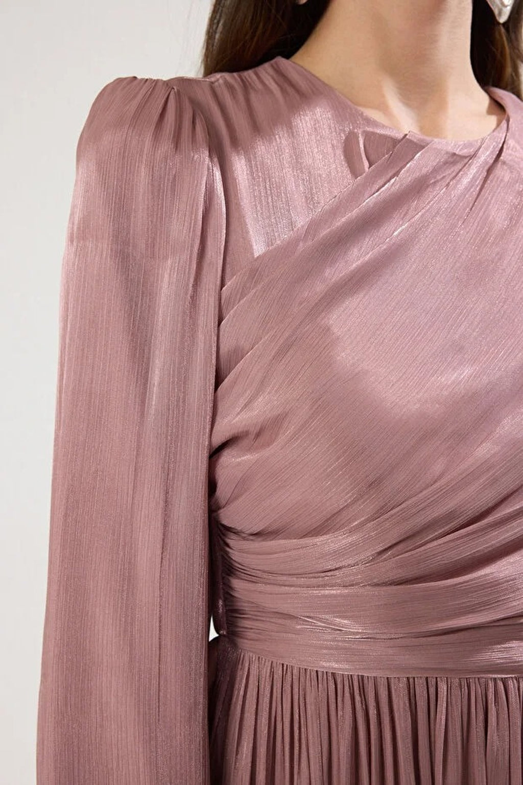 Belted Glittery Lined Chiffon Dress