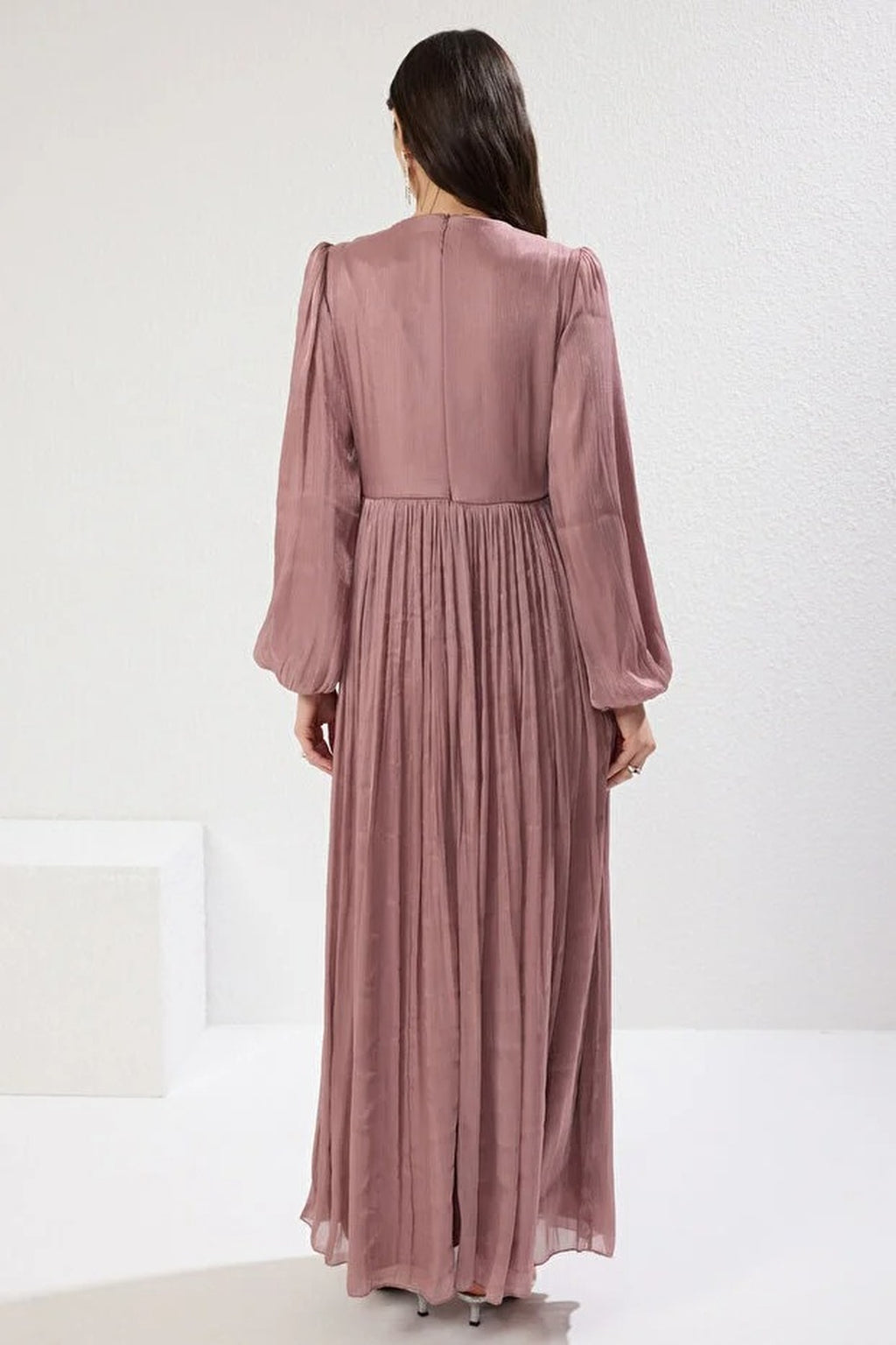 Belted Glittery Lined Chiffon Dress