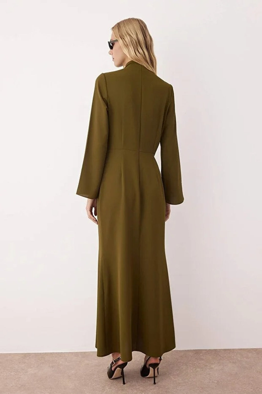 Drape Detail Woven Evening Dress