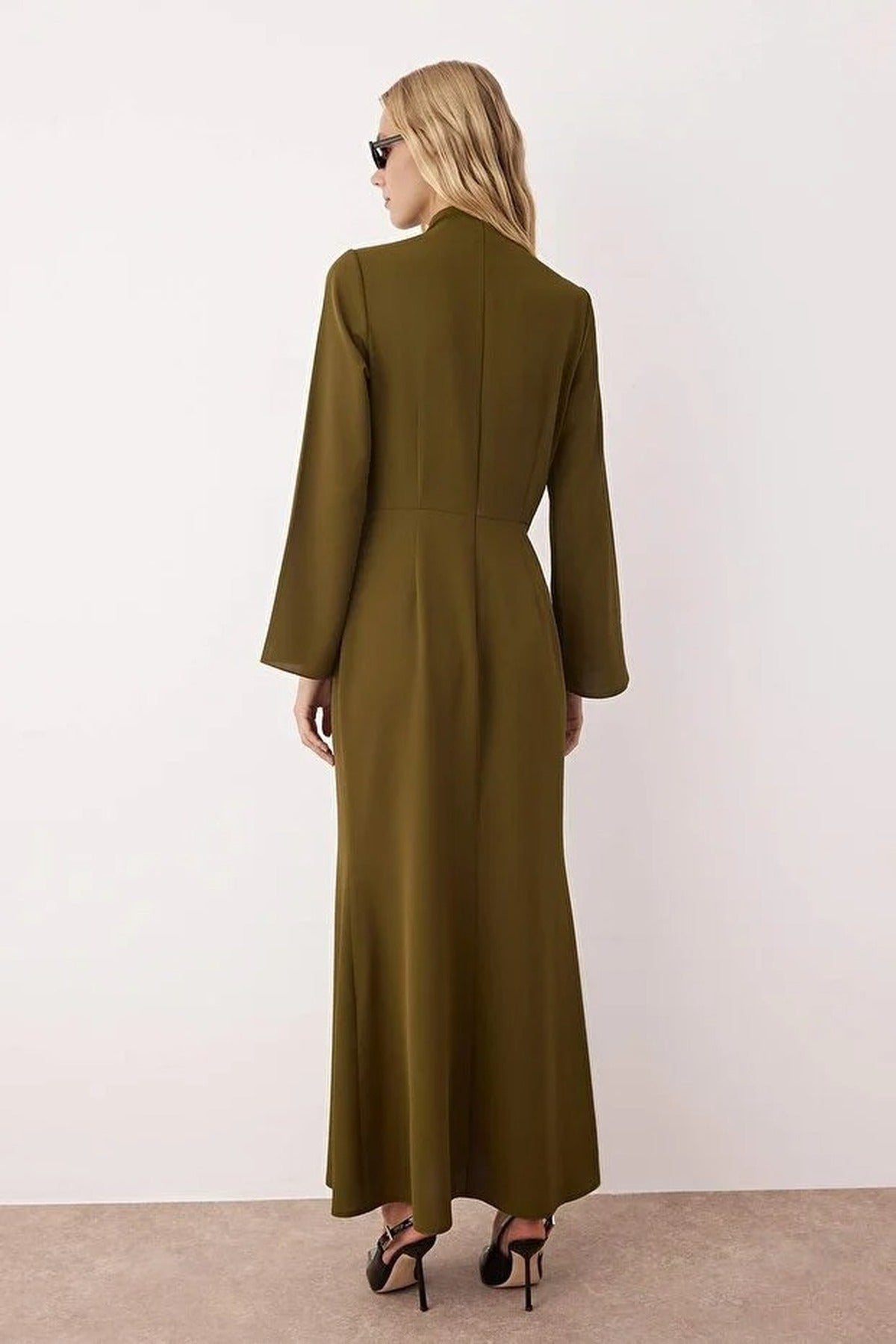 Drape Detail Woven Evening Dress