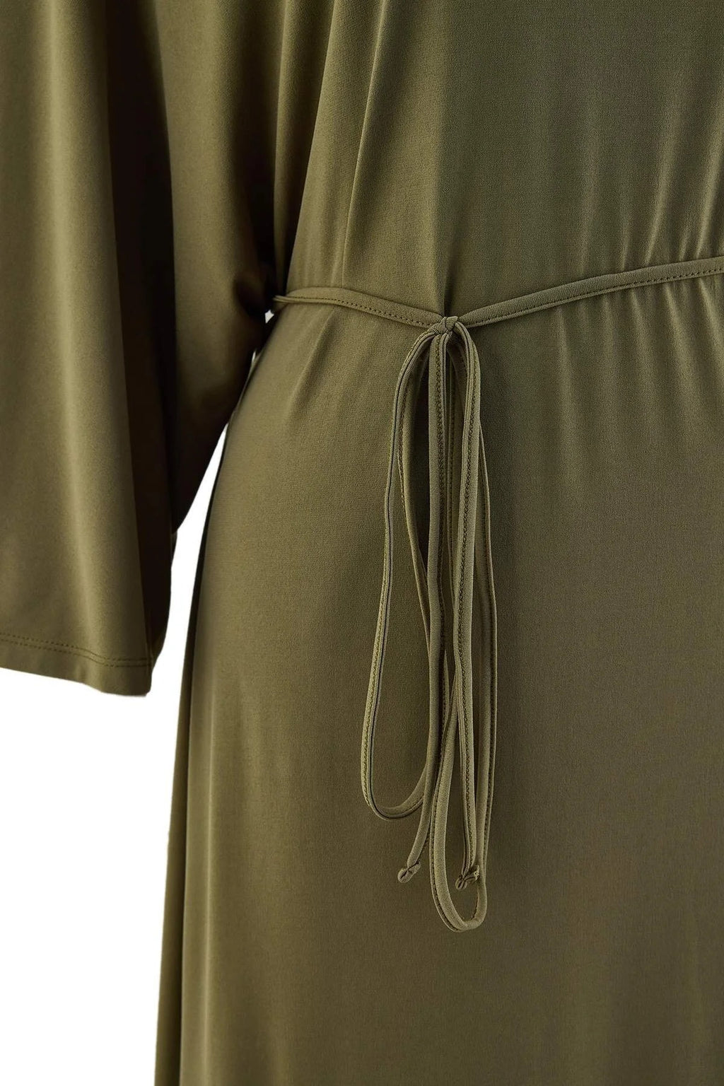 Boat Neck Batwing Sleeve Tie Detail A-Line Midi Dress