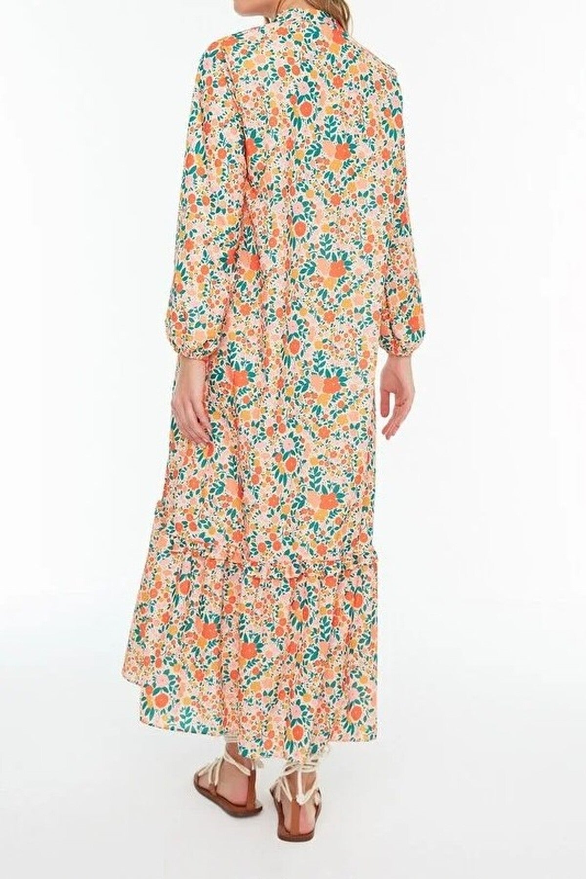 Floral Lined Woven Dress with Ruffled Hem