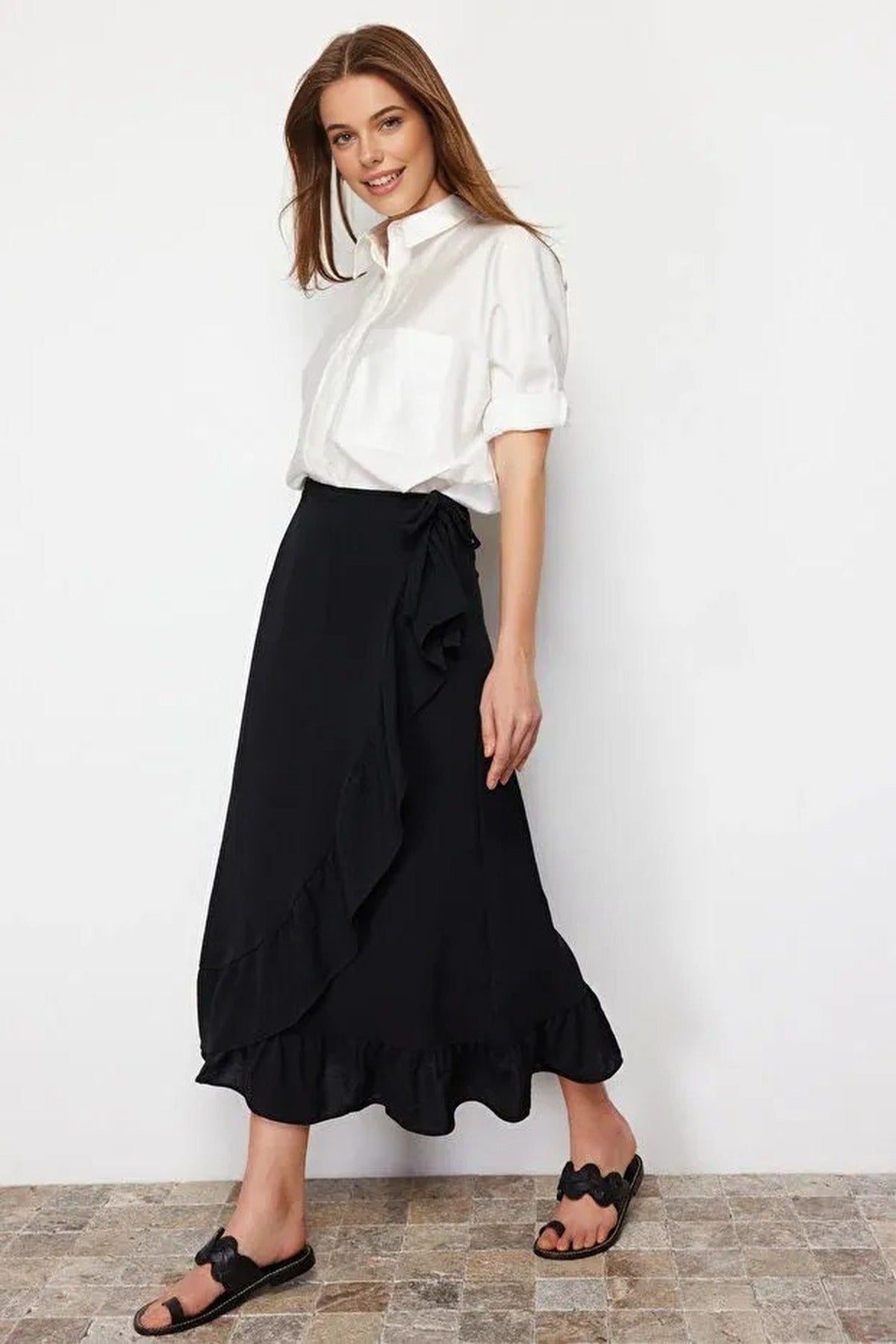 Ruffled Woven Skirt