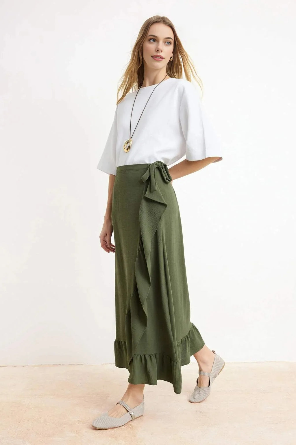 Ruffled Woven Skirt