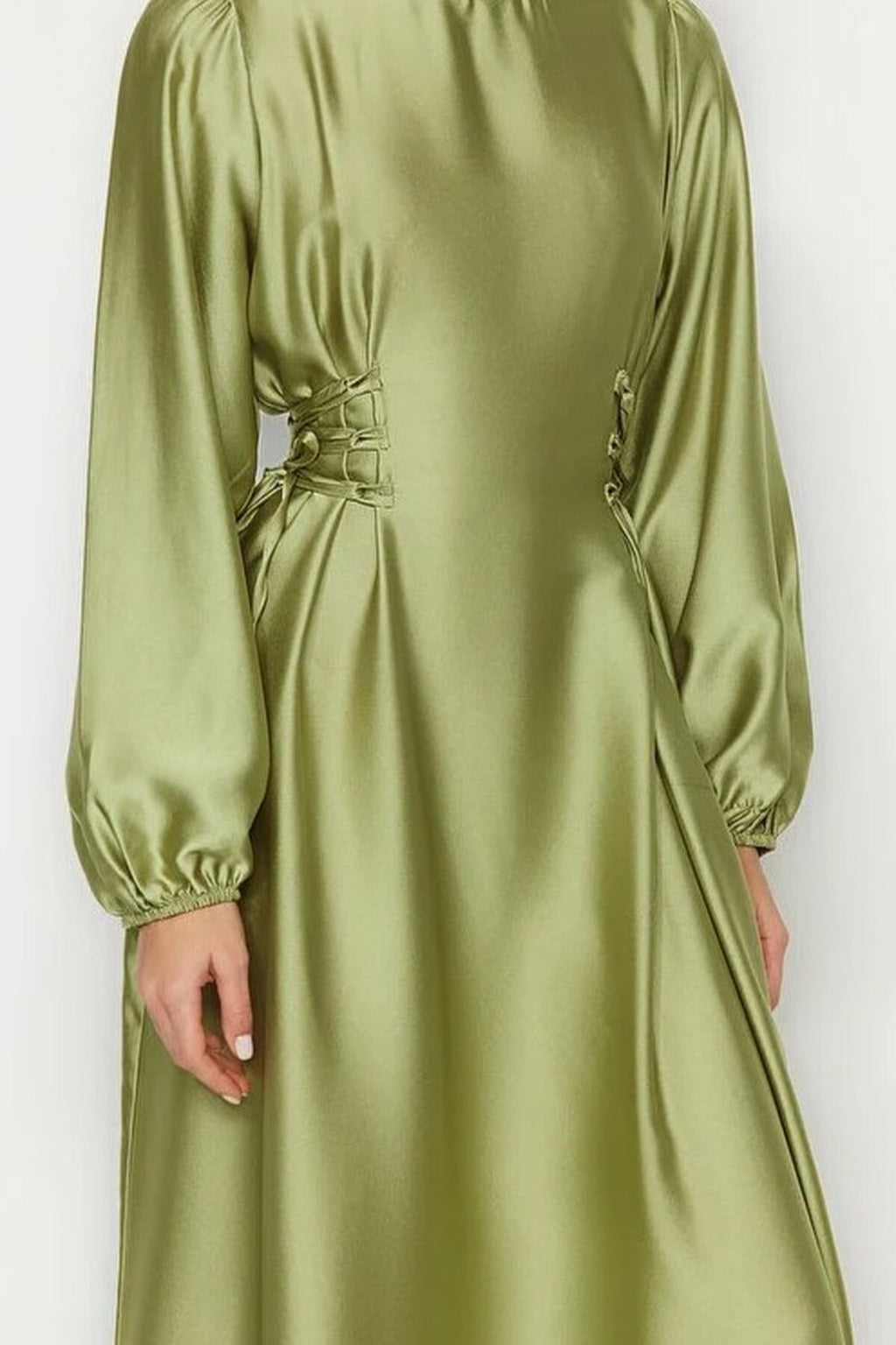 Belted Satin Evening Dress