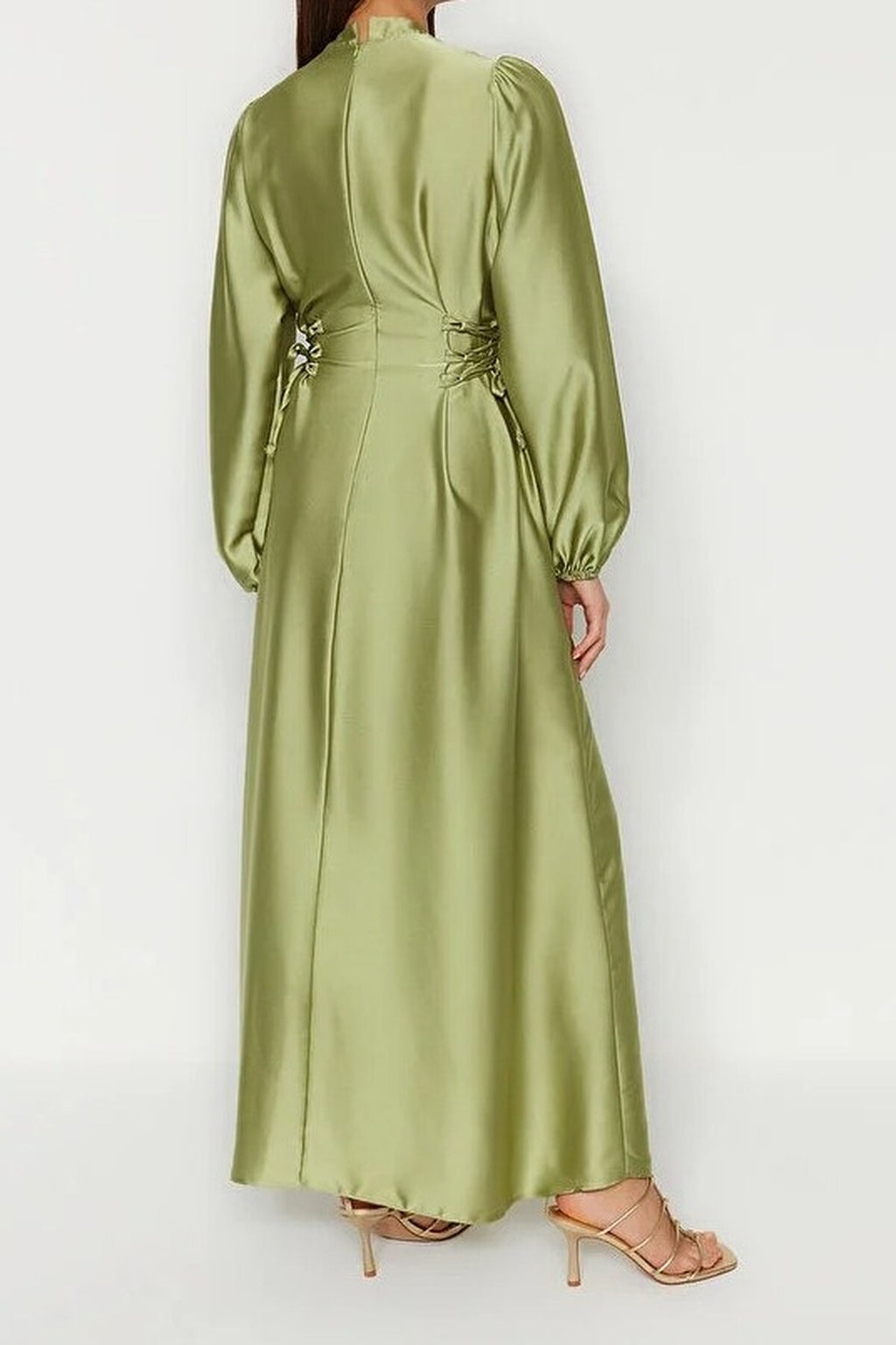Belted Satin Evening Dress