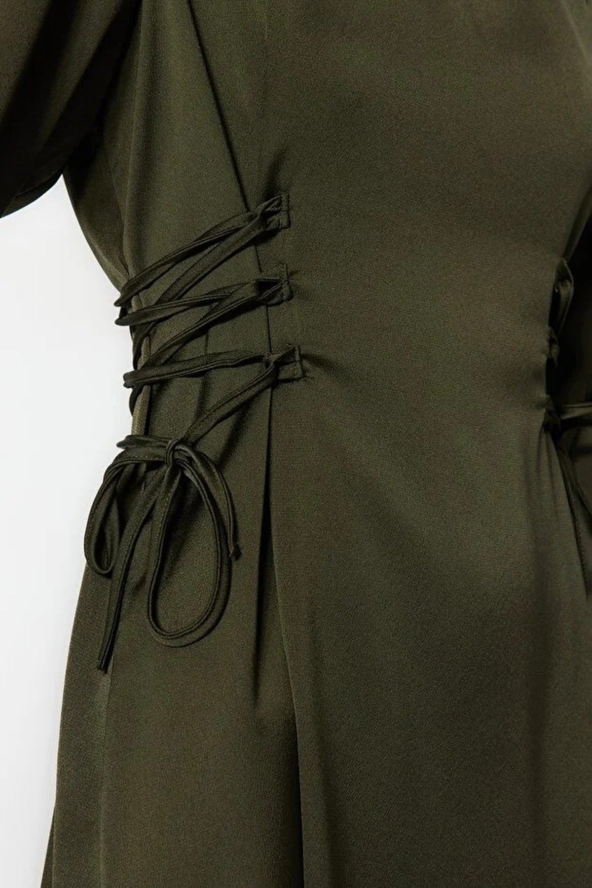 Belted Satin Evening Dress