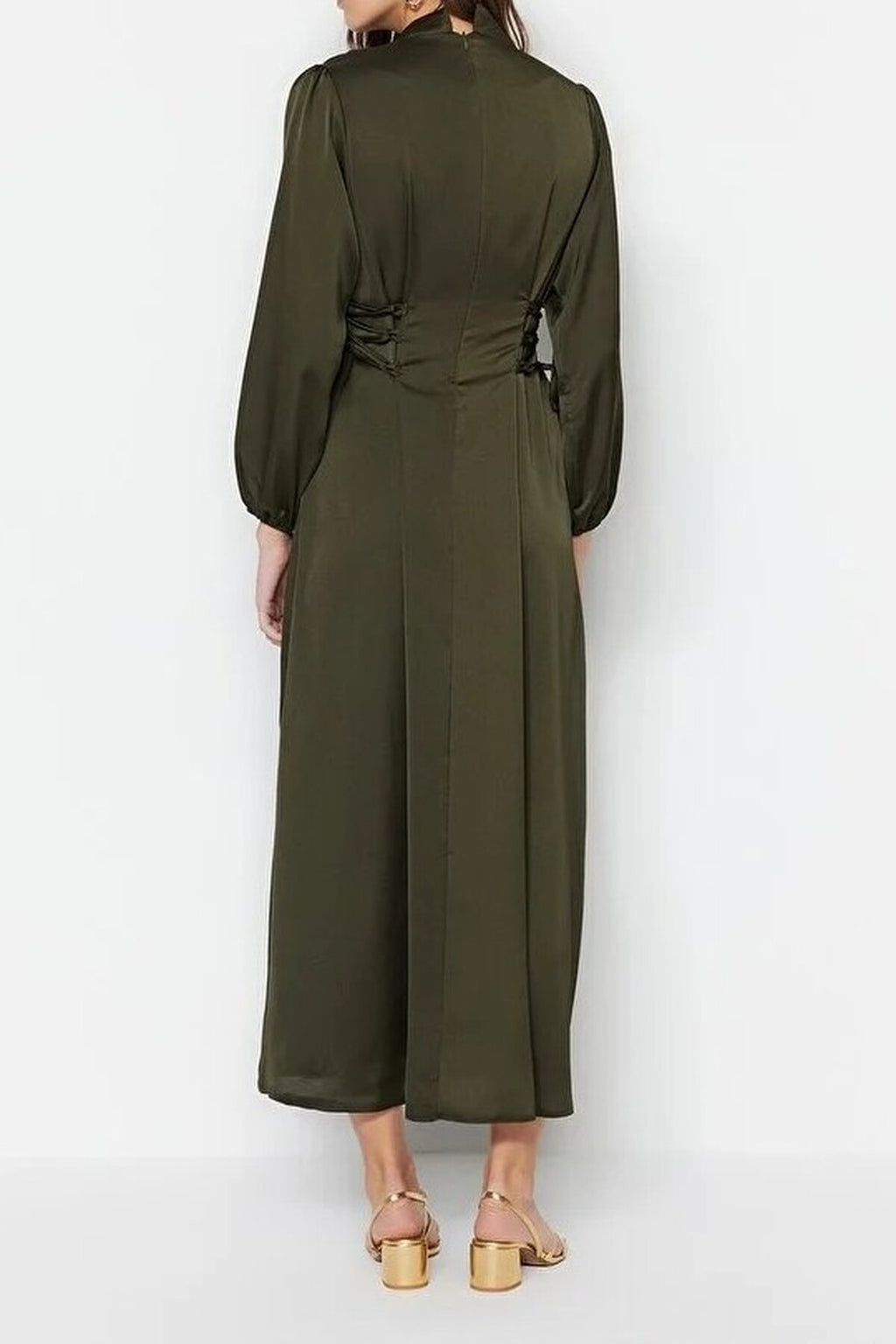 Belted Satin Evening Dress