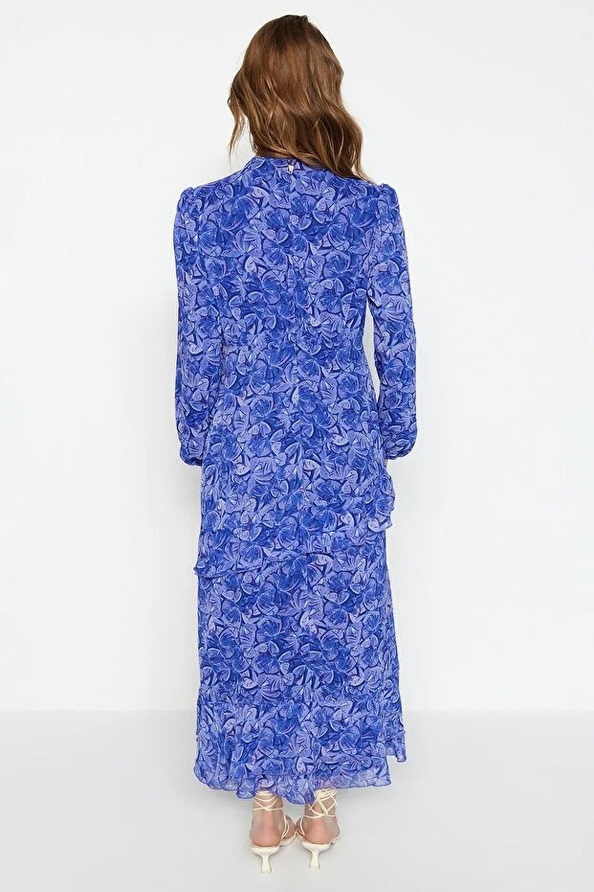 Ruffled Lined Woven Chiffon Dress