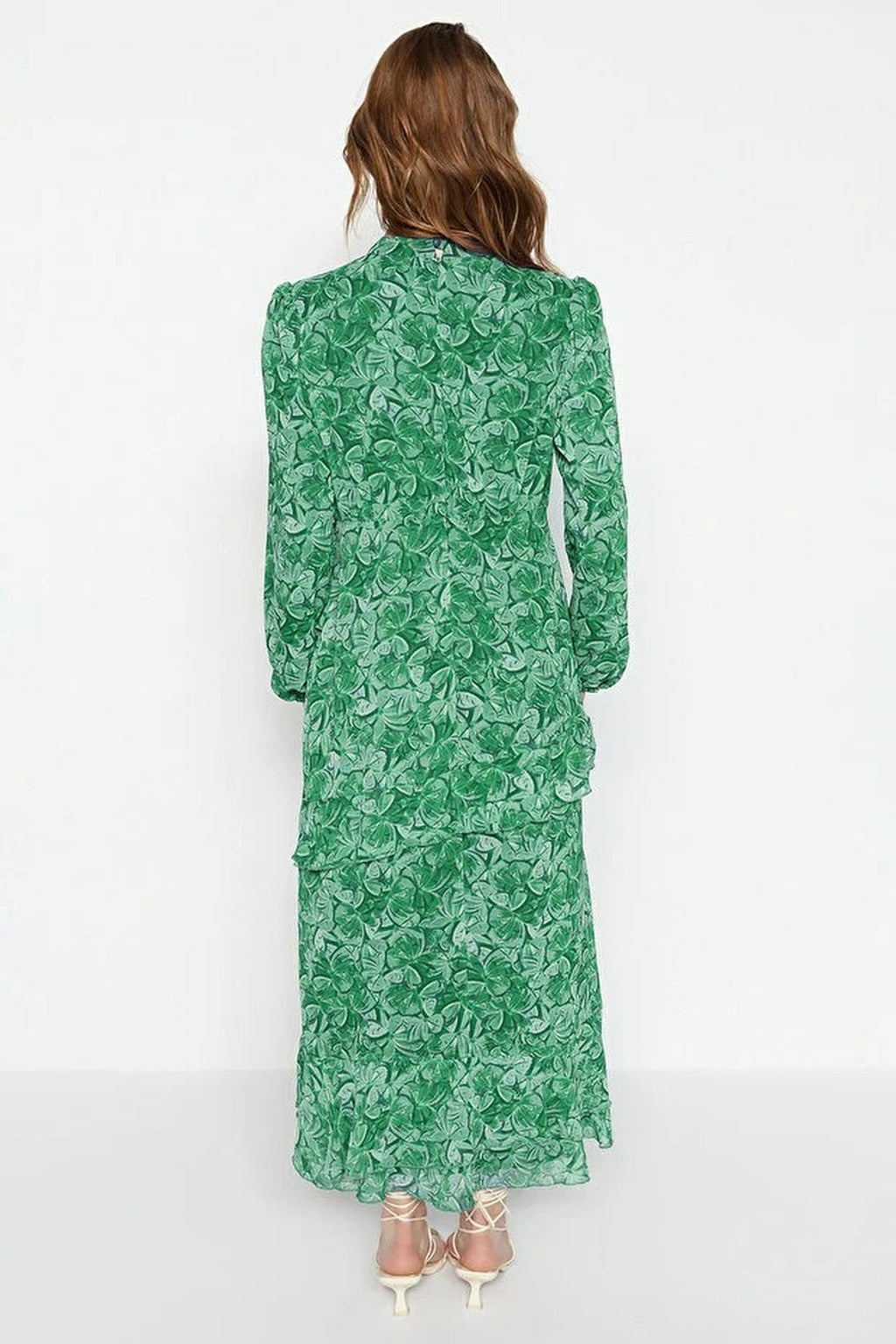 Ruffled Lined Woven Chiffon Dress