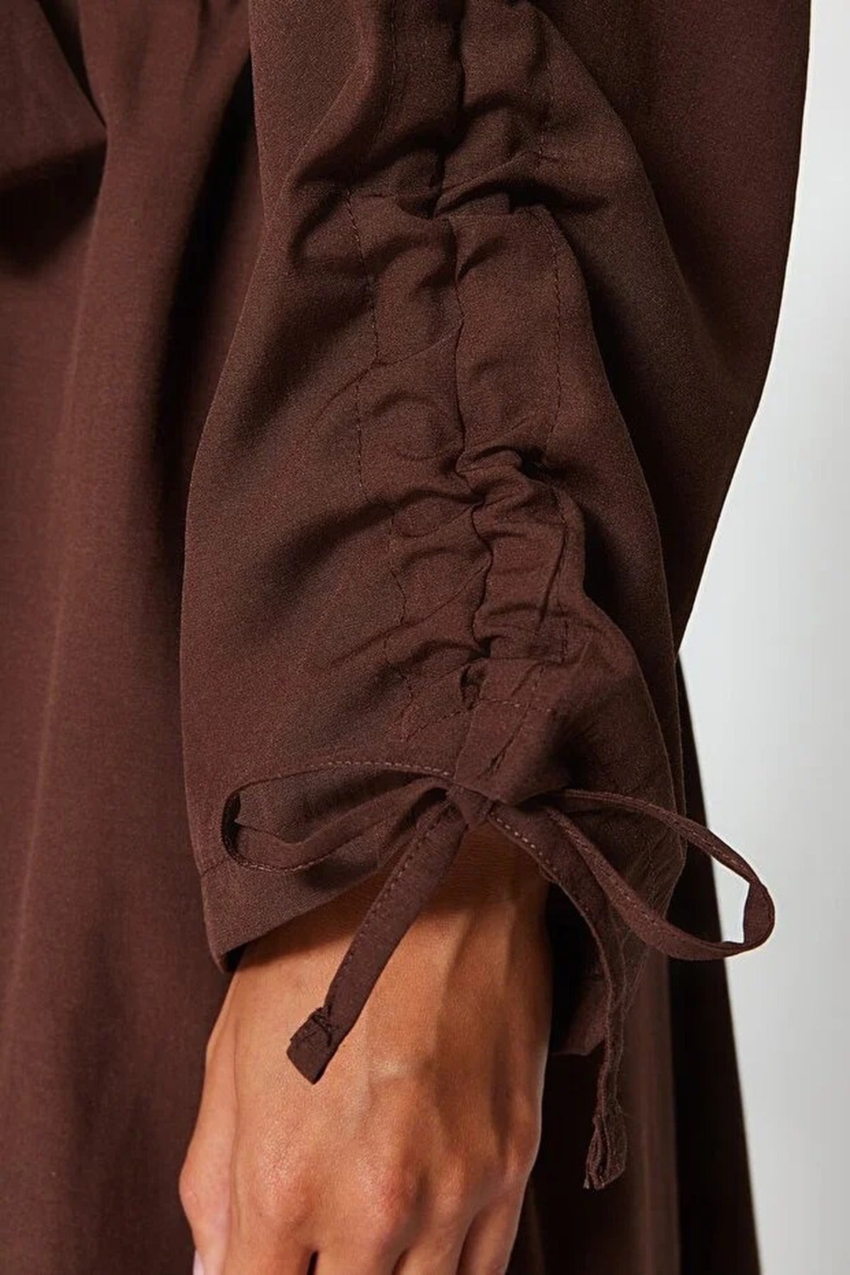 Collared Long Sleeve Tie Cuff Shirt Dress