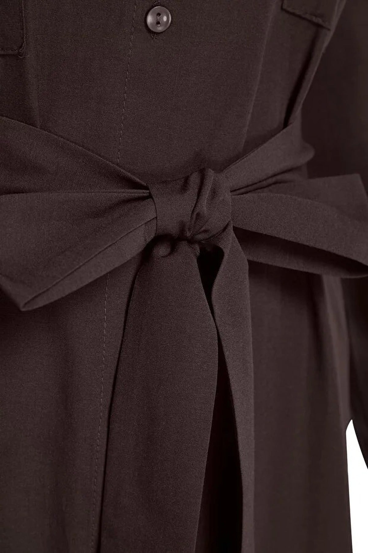 Collared Long Sleeve Tie Cuff Shirt Dress