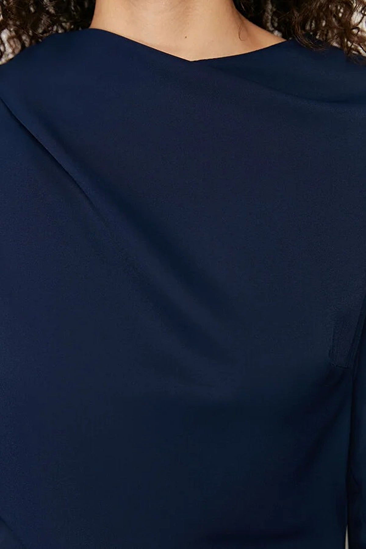 Draped Long Sleeve Maxi Dress with Asymmetric Detail