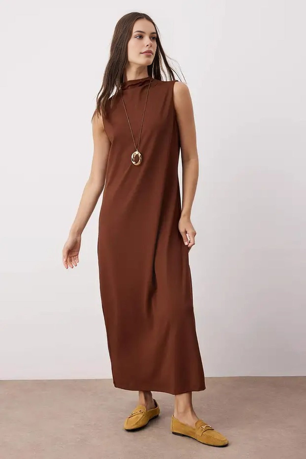 High Neck Sleeveless Knitted Lined Undershirt Dress