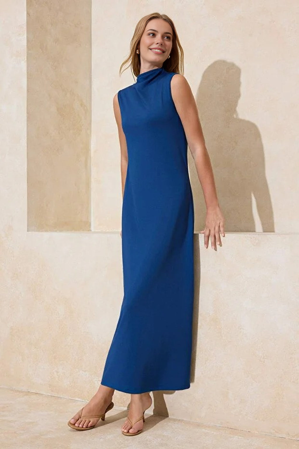 High Neck Sleeveless Knitted Lined Undershirt Dress