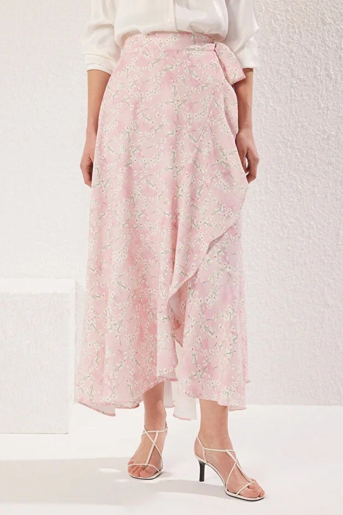 Floral Wrap Woven Skirt