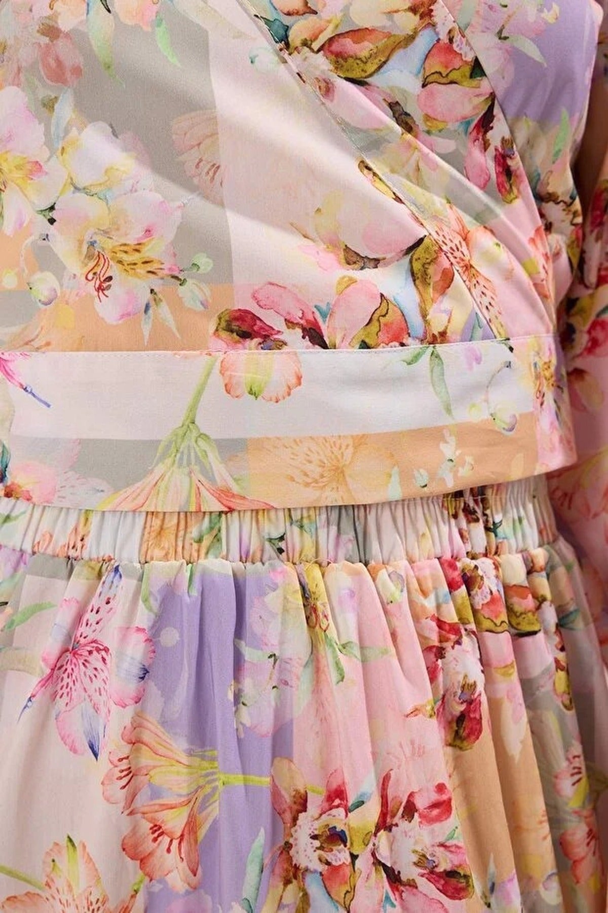 2-Piece Woven Top and Bottom Set with Floral Tie Detail