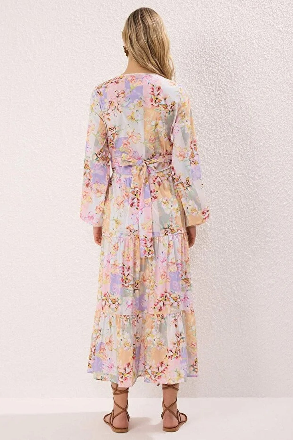 2-Piece Woven Top and Bottom Set with Floral Tie Detail