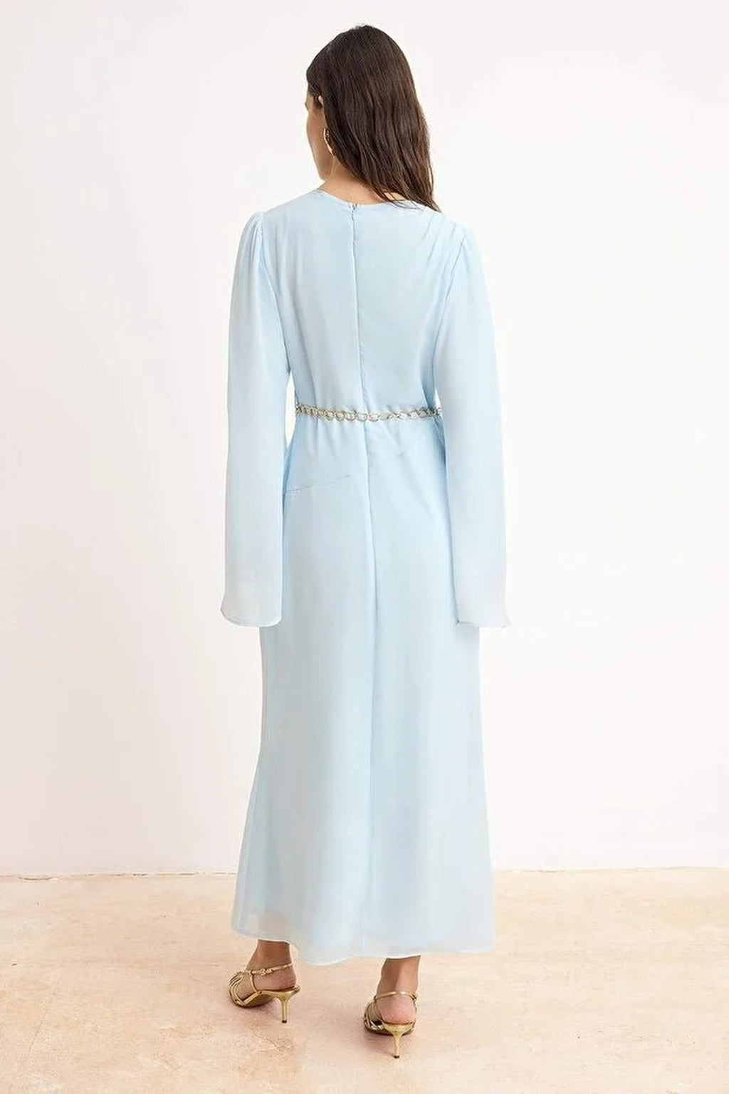 Lined Plain Woven Chiffon Dress