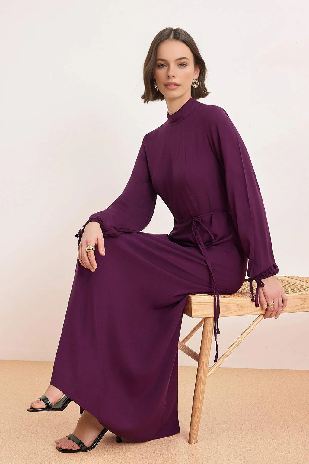 Unlined Plain Woven Shally Dress