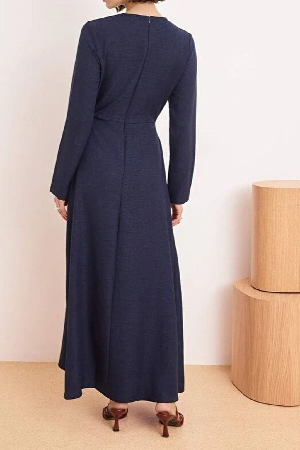 Unlined Plain Woven Linen-Look Dress