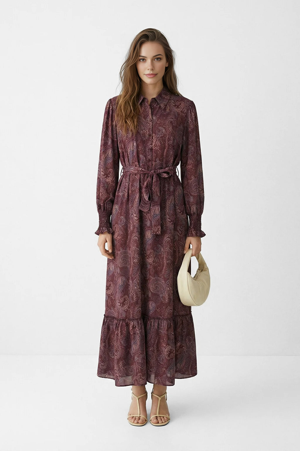 Unlined Shawl Pattern Woven Dress