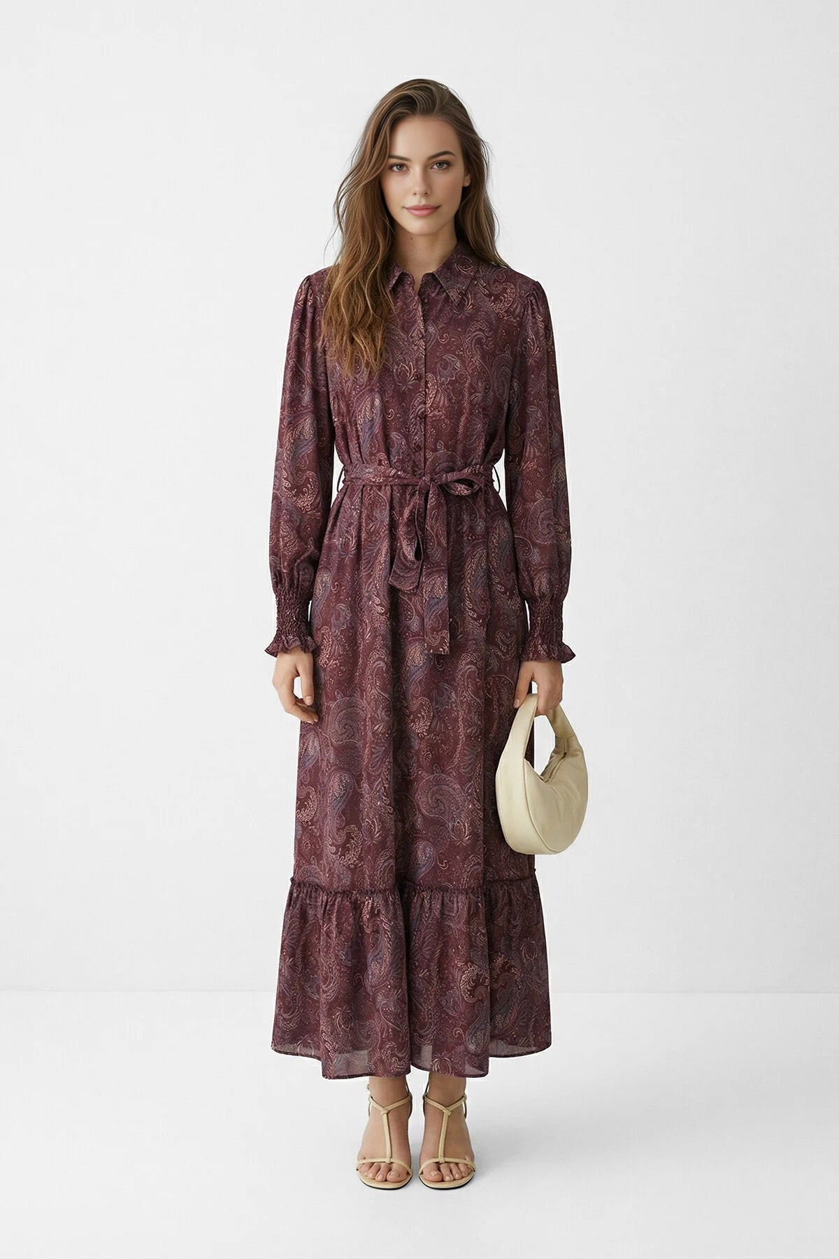 Unlined Shawl Pattern Woven Dress