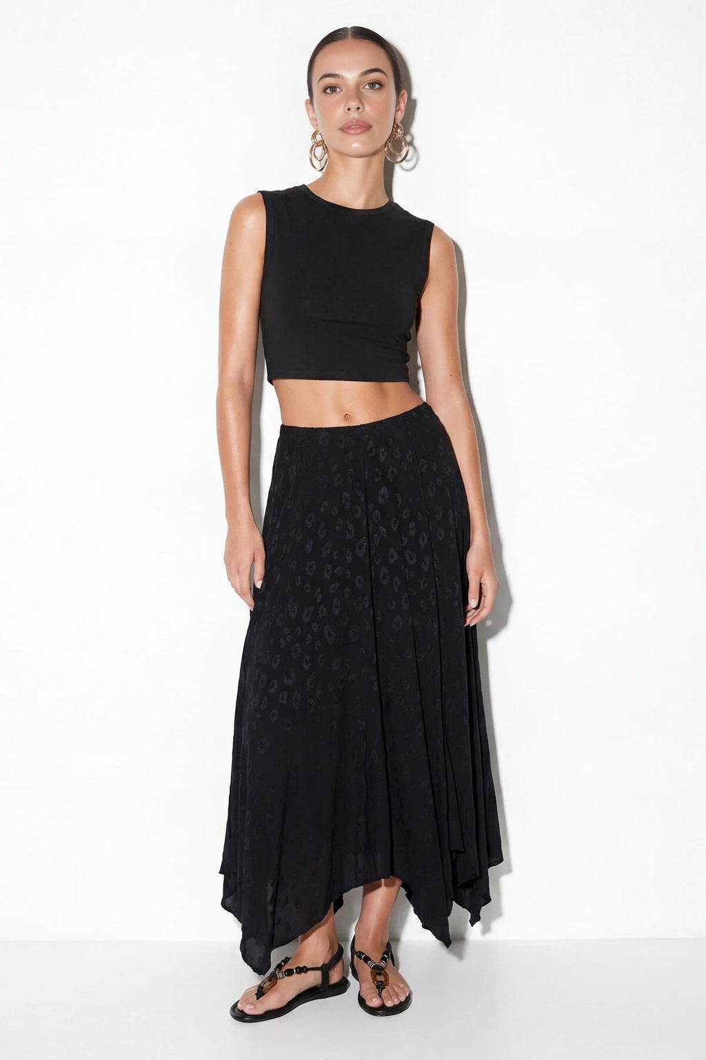 Jacquard Panelled Midi Skirt