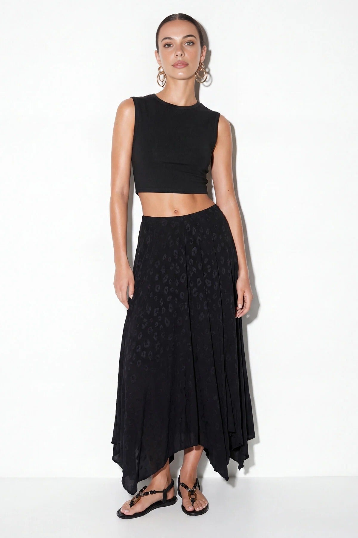 Jacquard Panelled Midi Skirt