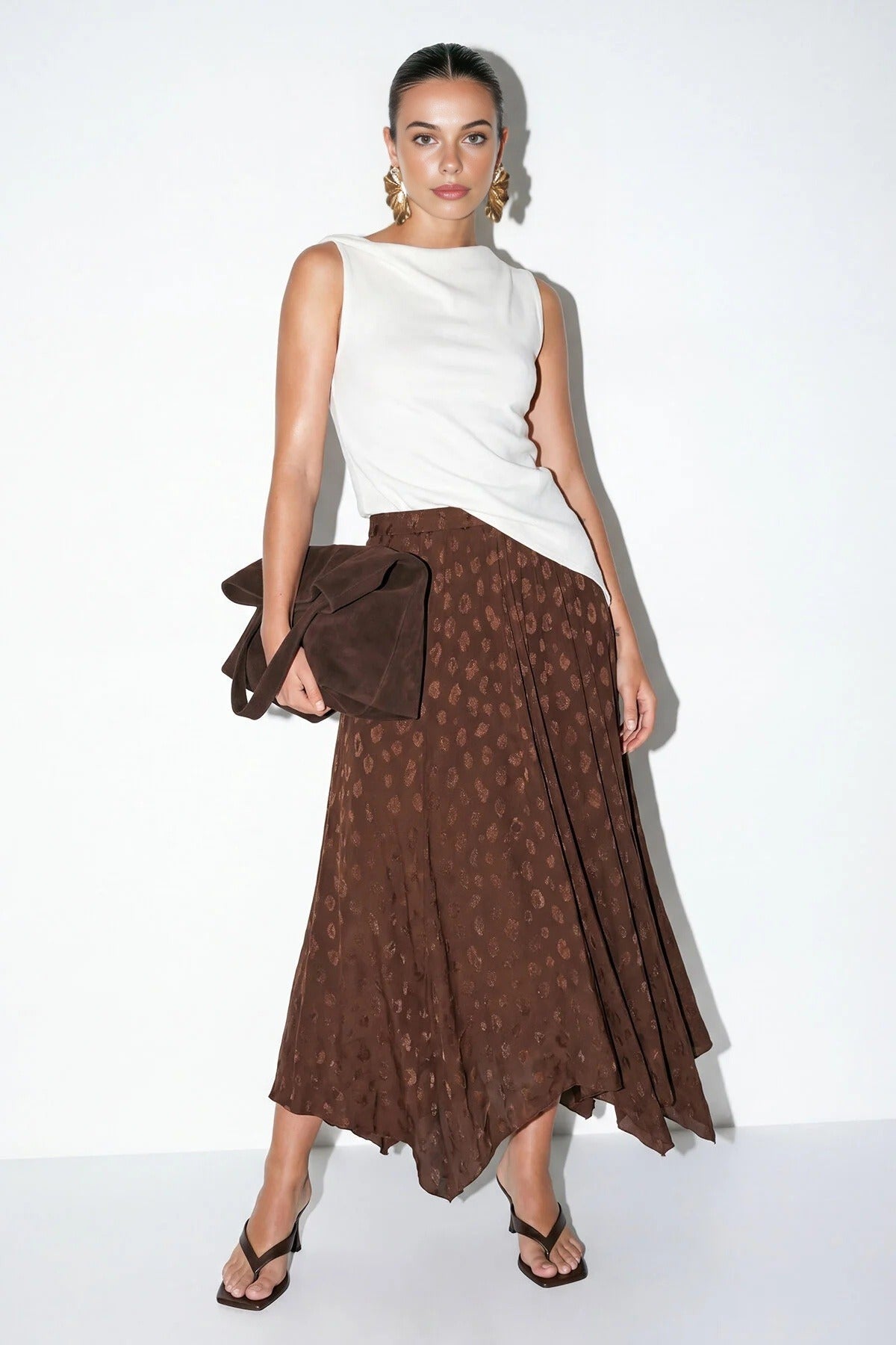 Jacquard Panelled Midi Skirt