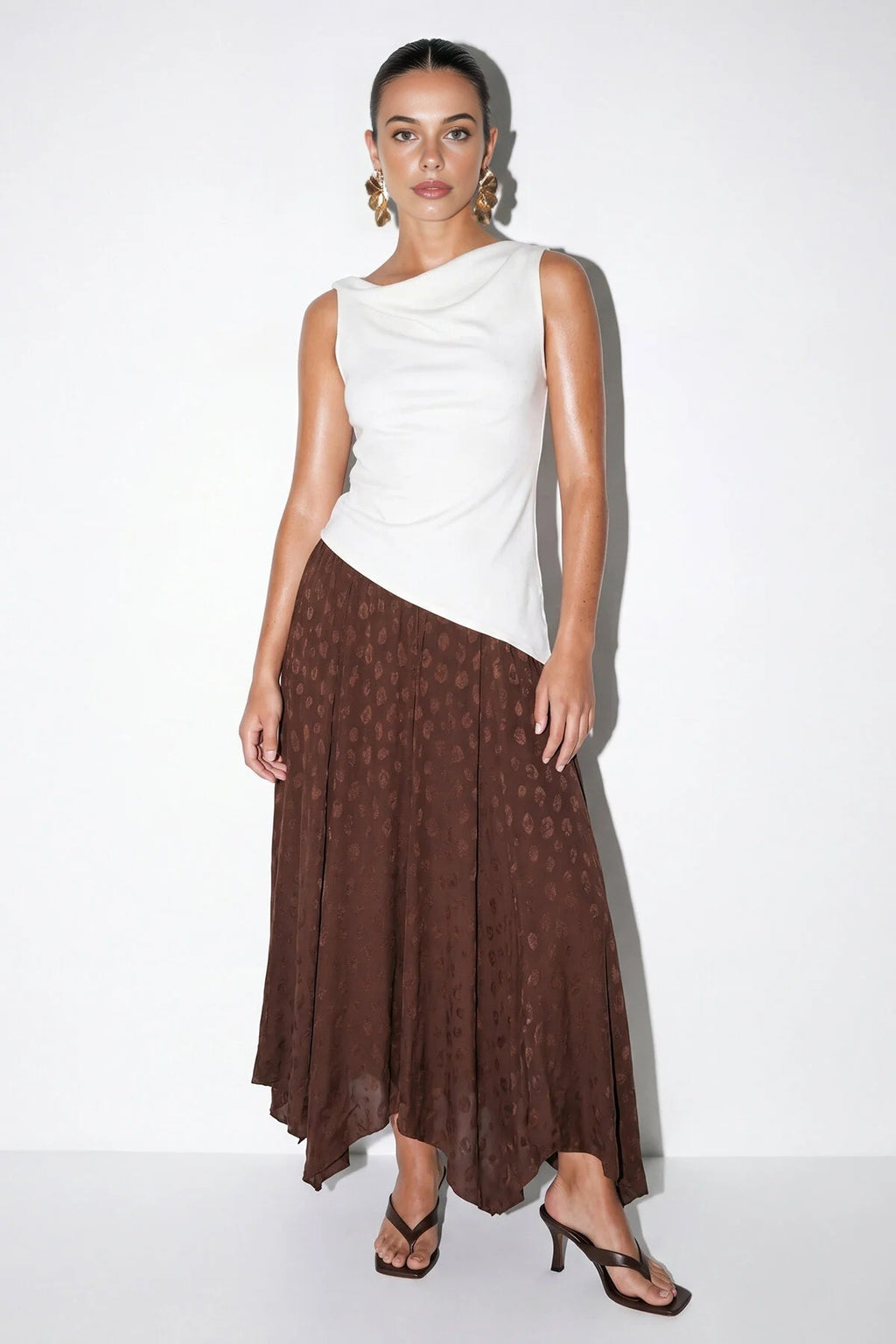 Jacquard Panelled Midi Skirt