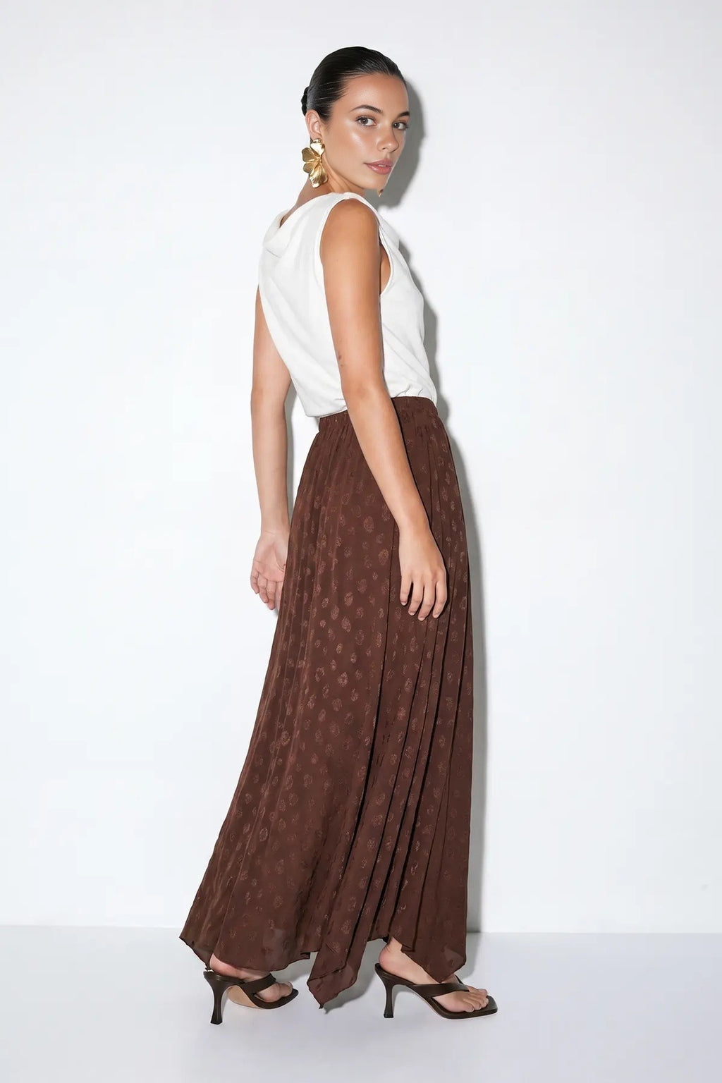 Jacquard Panelled Midi Skirt