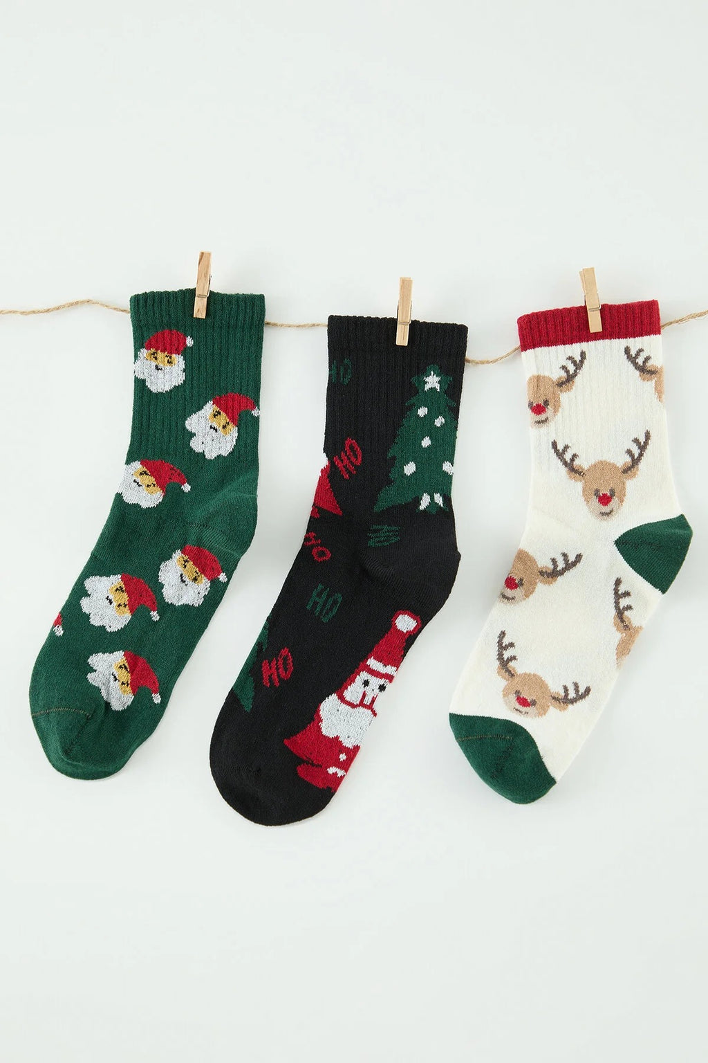3 Pack Christmas Themed Jacquard Knit Socks